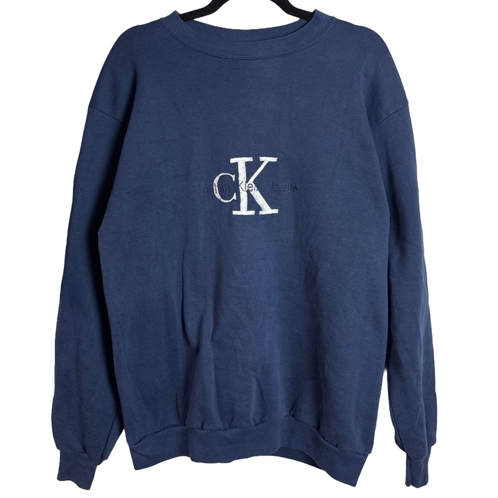 Vintage Calvin Klein Jeans CK Logo Crewneck Sweatshirt Blue XL